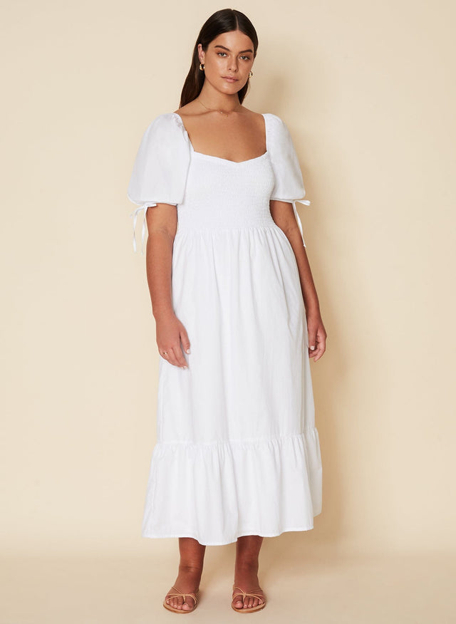 Lithana Midi Dress Plain White - Final Sale VACANCES Midi Dress