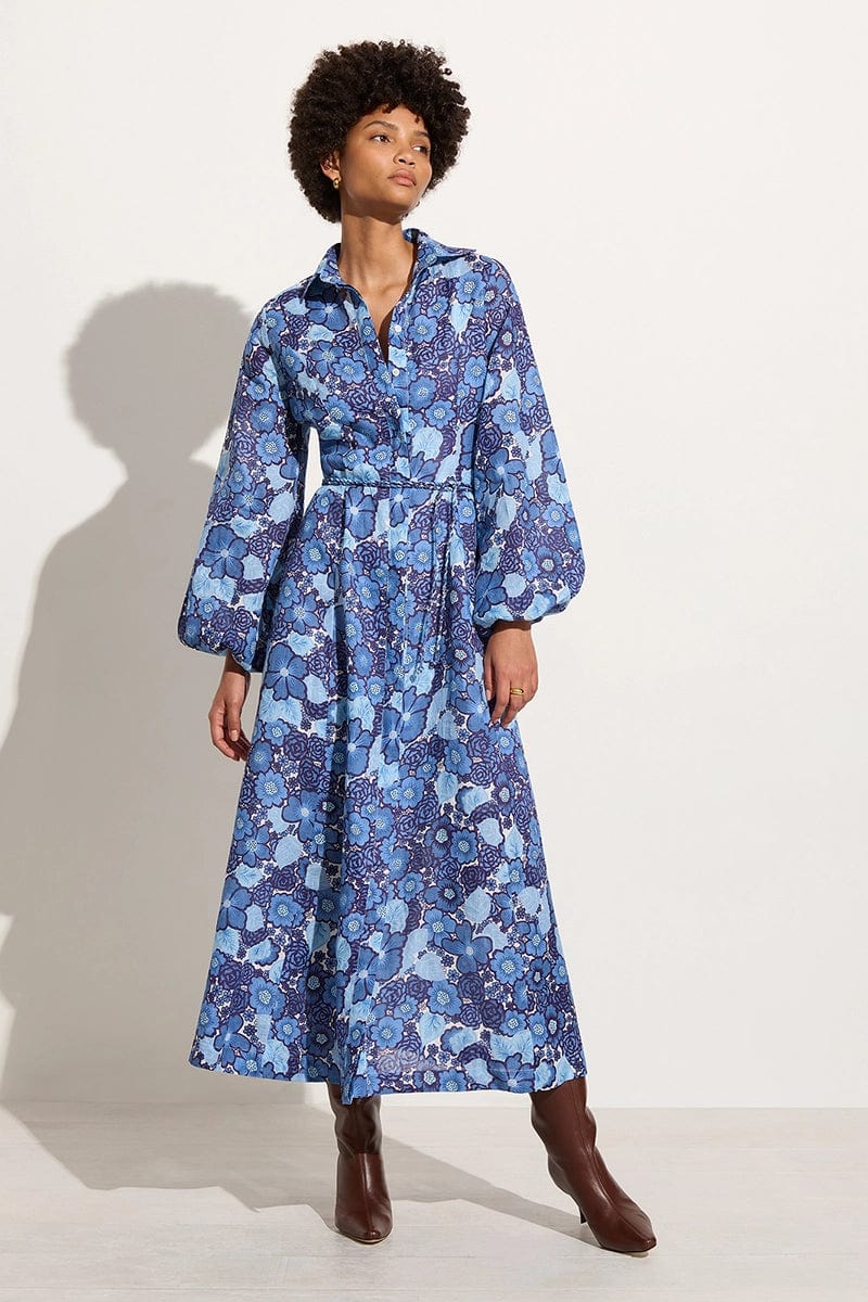 Los Cinco Maxi Dress La Mira Floral Blue Faithfull the Brand AU