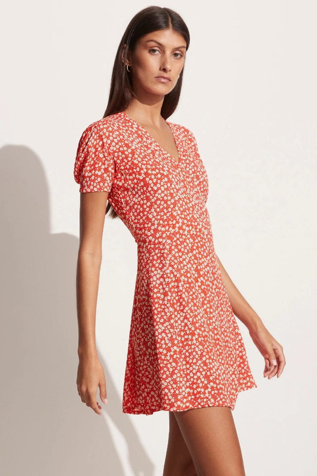 Louella Mini Wrap Dress Careyes Floral Cherry - Final Sale