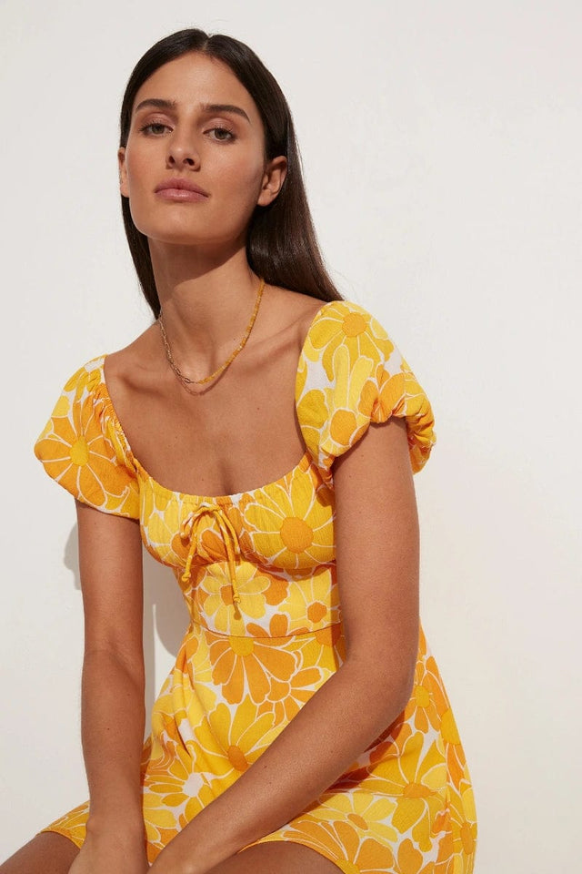 Lovita Mini Dress Canaria Floral Marigold - Final Sale