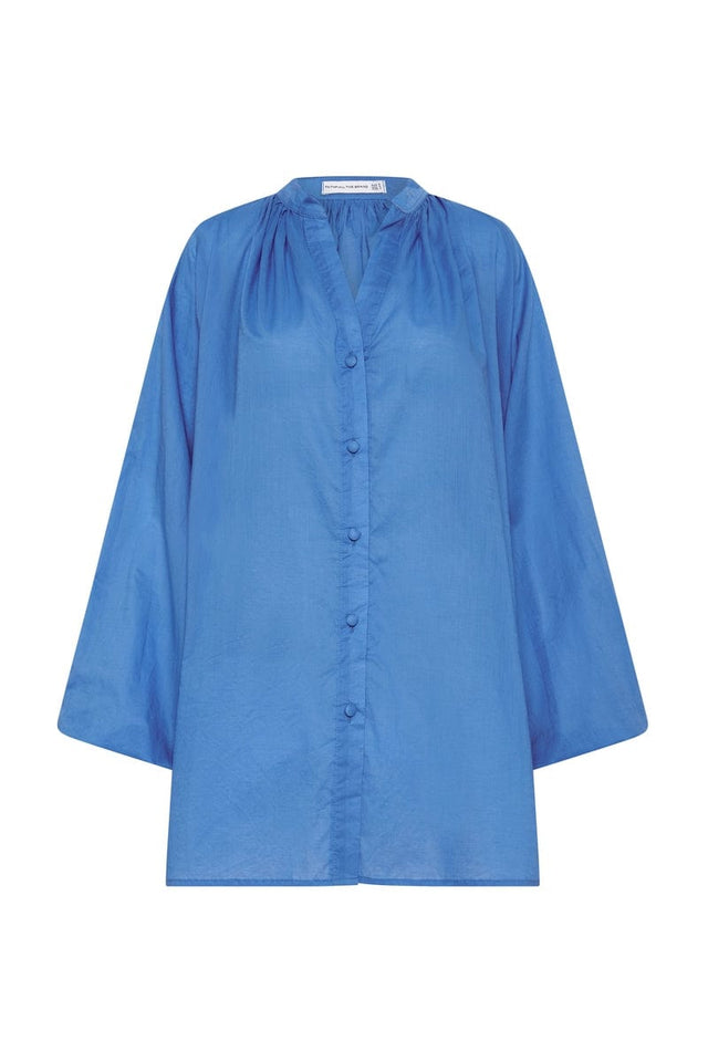 Lucita Smock Dress Plain Mediterranean Blue IL MEDITERRANEO Mini Dress