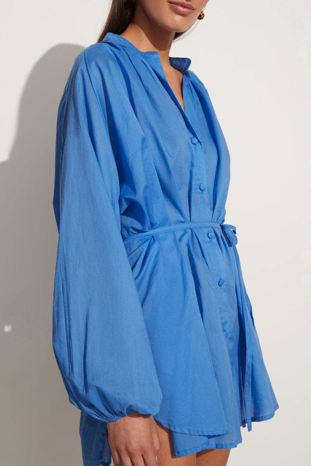 Lucita Smock Dress Plain Mediterranean Blue - Final Sale