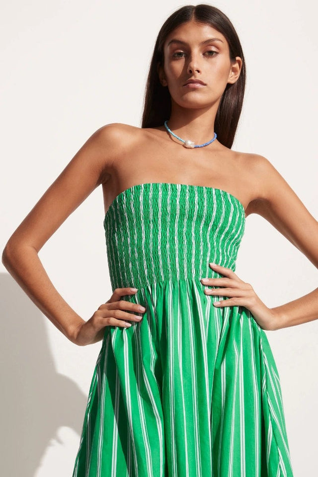 Madella Midi Dress Maya Stripe Print Green (Exclusive) - Final Sale