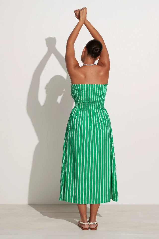 Madella Midi Dress Maya Stripe Print Green (Exclusive) - Final Sale