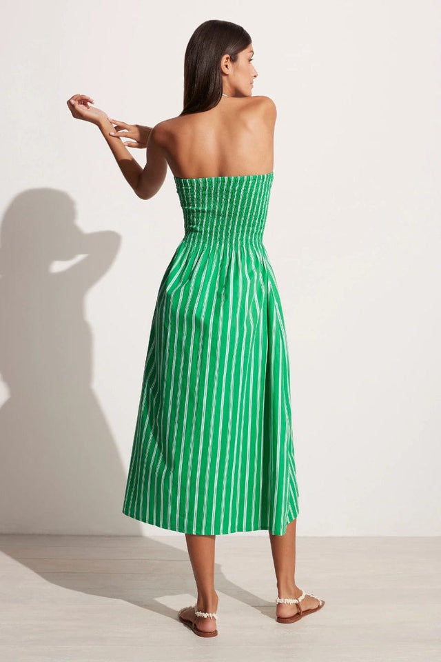 Madella Midi Dress Maya Stripe Print Green (Exclusive) - Final Sale