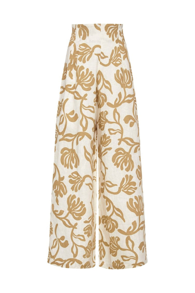 Malta Pants Ensola Floral Print Oat IL MEDITERRANEO Pants