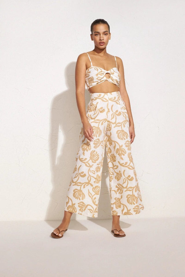 Malta Pants Ensola Floral Print Oat - Final Sale