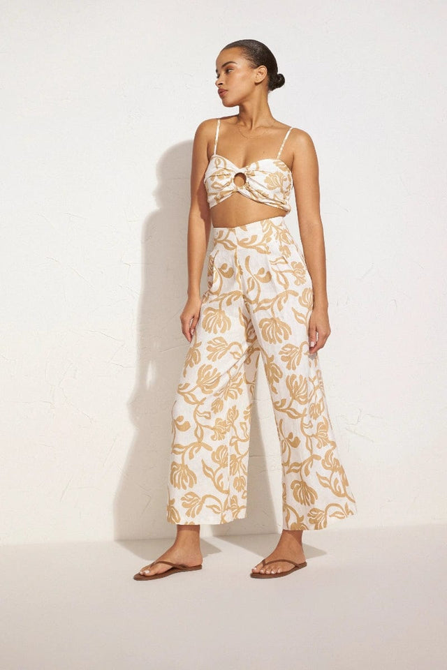 Malta Pants Ensola Floral Print Oat - Final Sale
