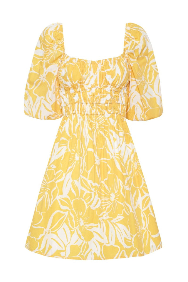 Marinelli Mini Dress El Marsa Floral Print Marigold IL MEDITERRANEO Mini Dress