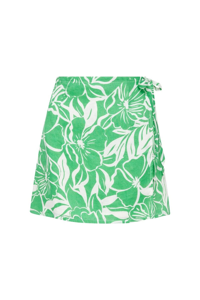 Marsala Wrap Skirt El Marsa Floral Print Green IL MEDITERRANEO Skirts