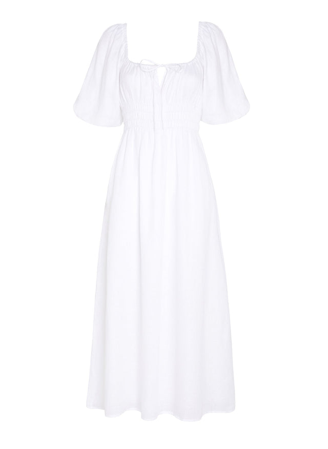 Maurelle Midi Dress Plain White - Final Sale LE DESERT Midi Dress
