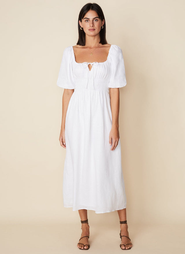 Maurelle Midi Dress Plain White - Final Sale LE DESERT Midi Dress