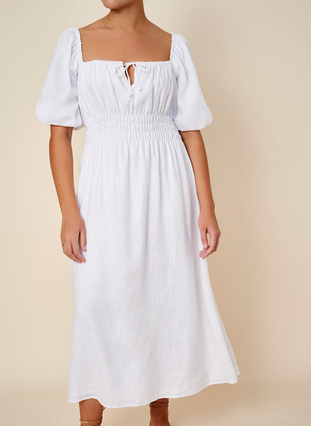 Maurelle Midi Dress Plain White - Final Sale LE DESERT Midi Dress