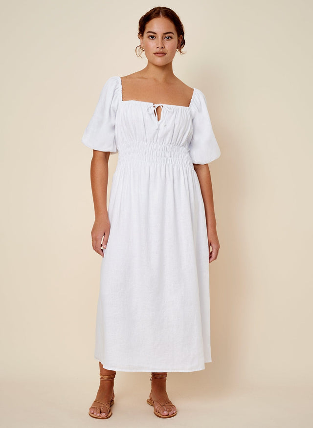 Maurelle Midi Dress Plain White - Final Sale LE DESERT Midi Dress