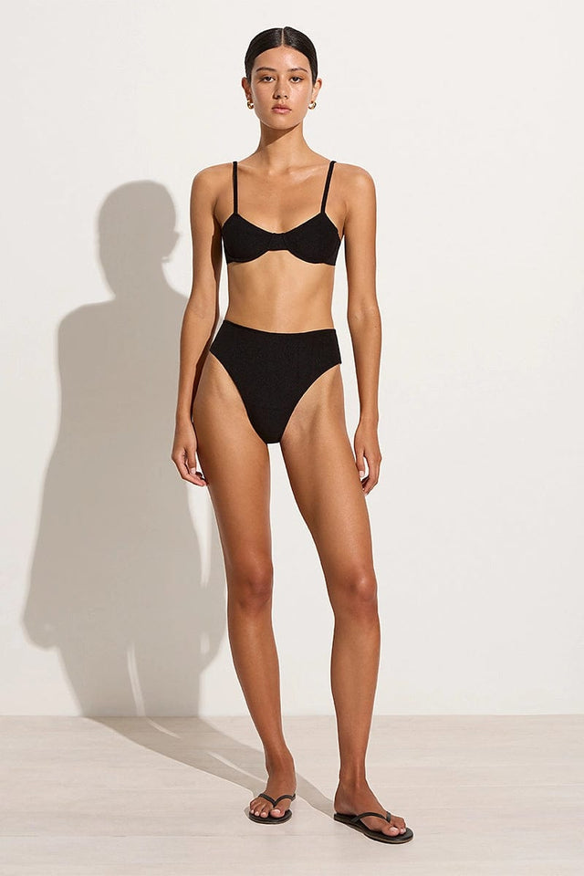 Maxime Bikini Top Black Towelling - Final Sale