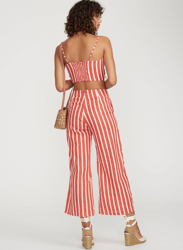 Mazur Stripe Print  Tangerine  Tomas Pants - Final Sale LAS NOMADA Pants