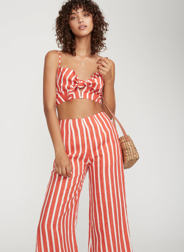 Mazur Stripe Print  Tangerine  Tomas Pants - Final Sale LAS NOMADA Pants