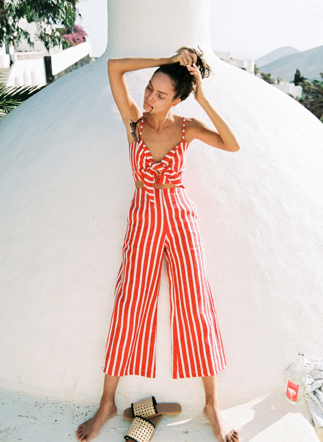 Mazur Stripe Print  Tangerine  Tomas Pants - Final Sale LAS NOMADA Pants