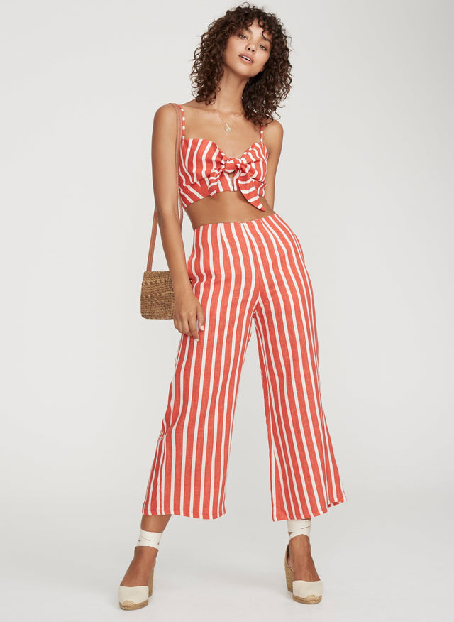 Mazur Stripe Print  Tangerine  Tomas Pants - Final Sale LAS NOMADA Pants