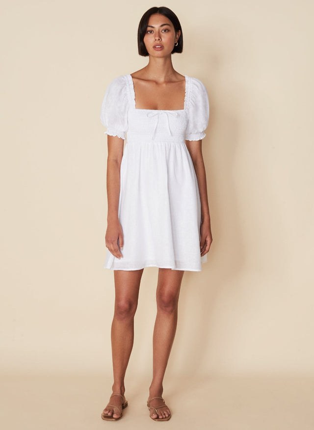 Miguelina Mini Dress Plain White - Final Sale VACANCES Mini Dress