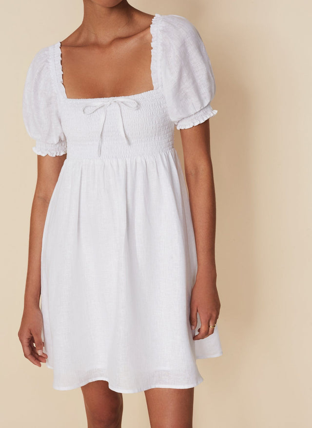 Miguelina Mini Dress Plain White - Final Sale VACANCES Mini Dress