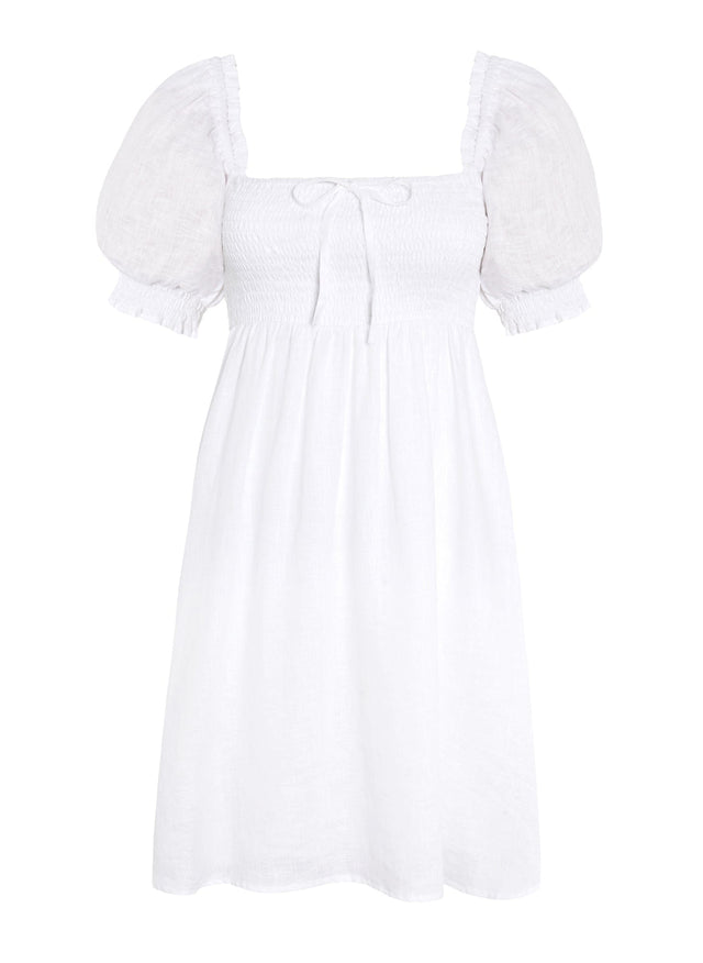 Miguelina Mini Dress Plain White - Final Sale VACANCES Mini Dress