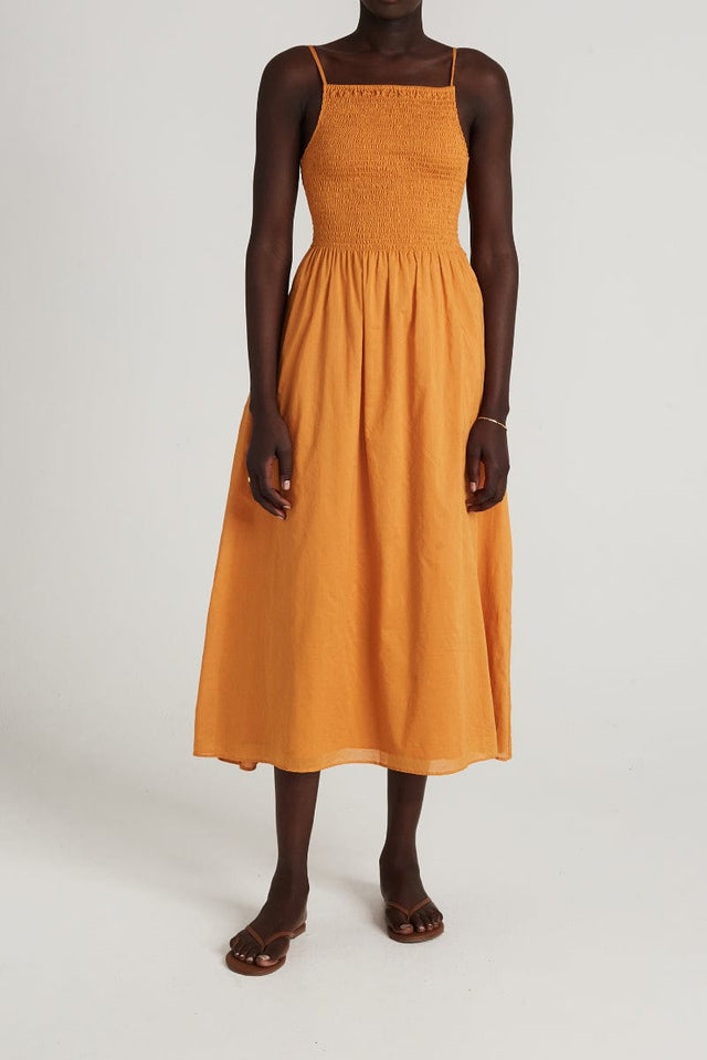 Nolie Midi Dress Plain Manderin - Final Sale