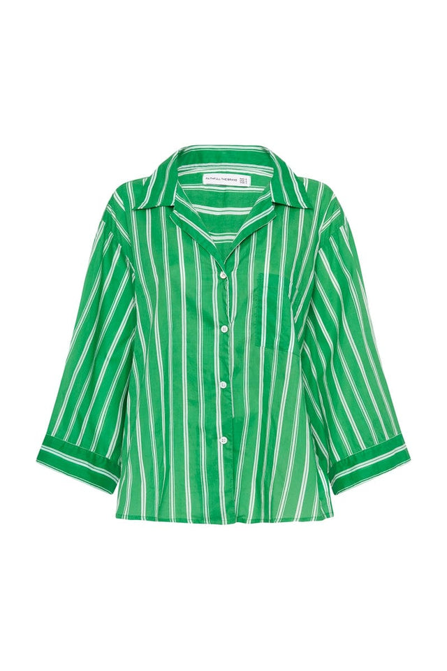 Paradise Shirt Maya Stripe Print Green ISLAS Shirt