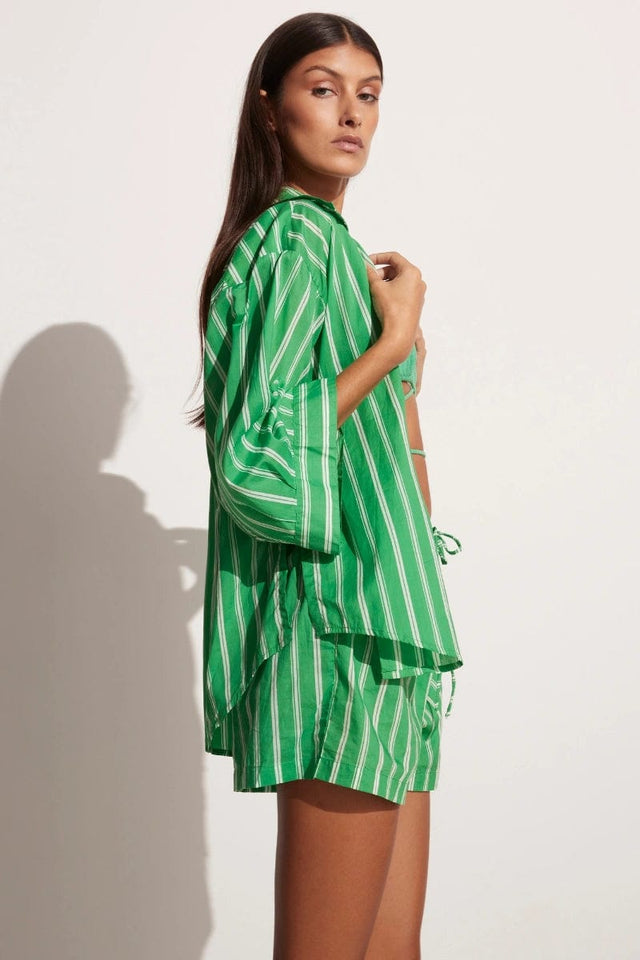 Paradise Shirt Maya Stripe Print Green - Final Sale