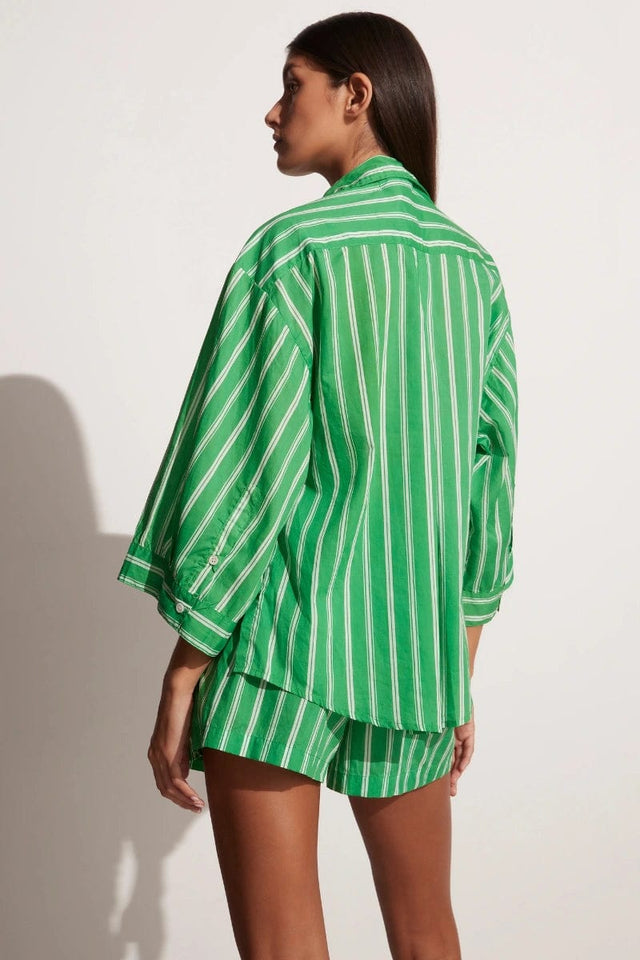 Paradise Shirt Maya Stripe Print Green - Final Sale