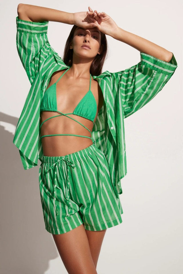 Paradise Shirt Maya Stripe Print Green - Final Sale