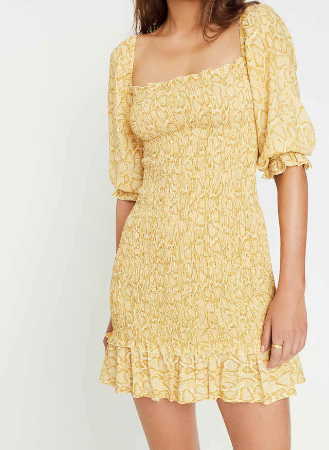 Petra Snake  Natural  Es Saada Mini Dress - Final Sale JARDIN Mini Dress