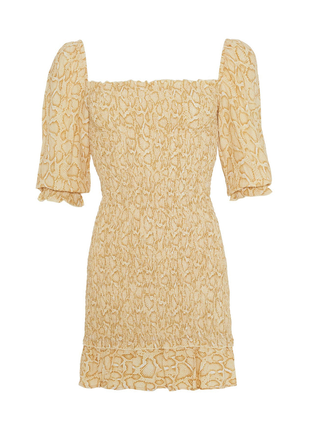 Petra Snake  Natural  Es Saada Mini Dress - Final Sale JARDIN Mini Dress