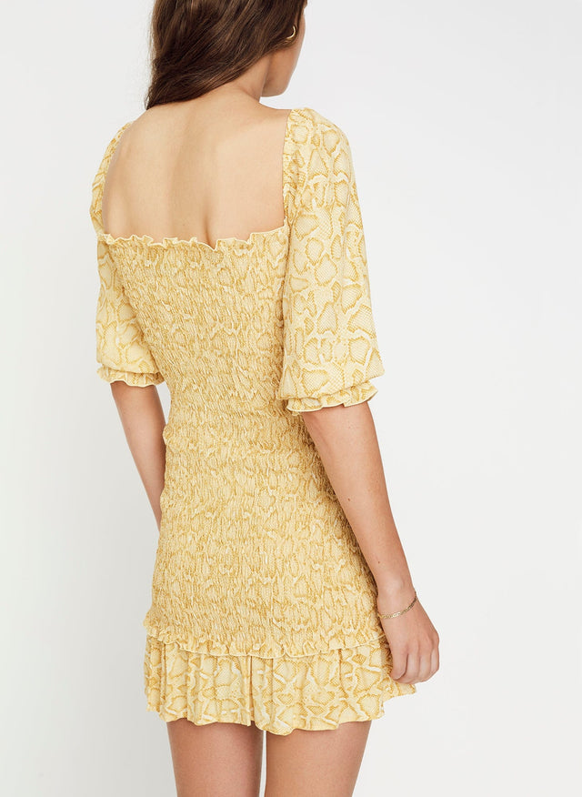 Petra Snake  Natural  Es Saada Mini Dress - Final Sale JARDIN Mini Dress
