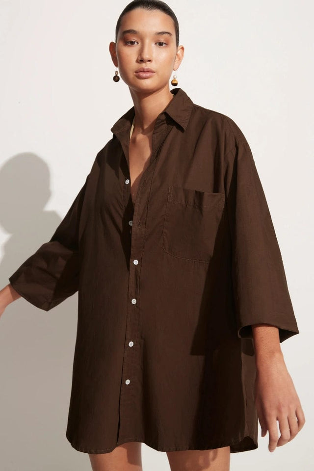 Pontia Shirt Dress Plain Dark Chocolate - Final Sale
