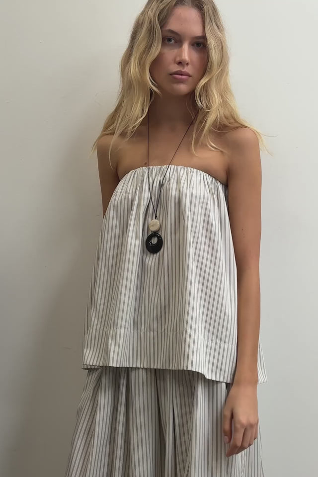 Eliana Skirt Oliva Stripe Ecru
