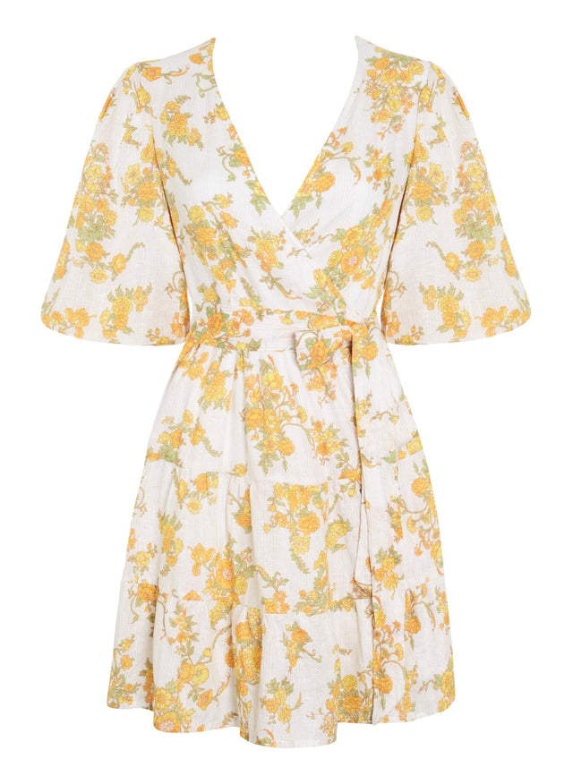 Rooney Wrap Mini Dress Linden Floral Print - Final Sale VACANCES Mini Dress
