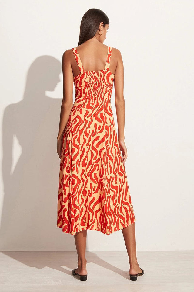 Rubina Midi Dress La Cateau Print Red MIRAGE APPAREL Midi Dress