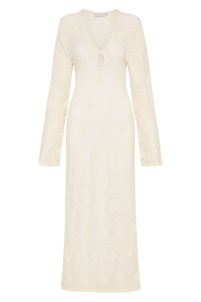 Serena Pointelle Knit Dress Off White