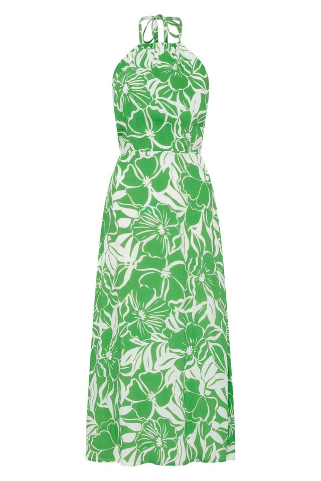 Taormina Midi Dress El Marsa Floral Print Green IL MEDITERRANEO Midi Dress