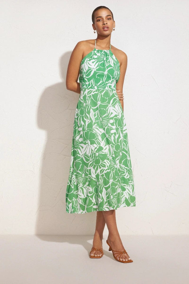 Taormina Midi Dress El Marsa Floral Print Green - Final Sale