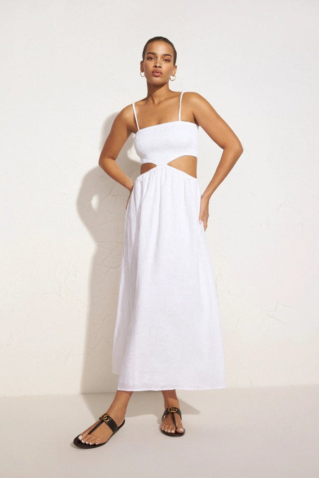 Tayari Midi Dress Plain White - Final Sale