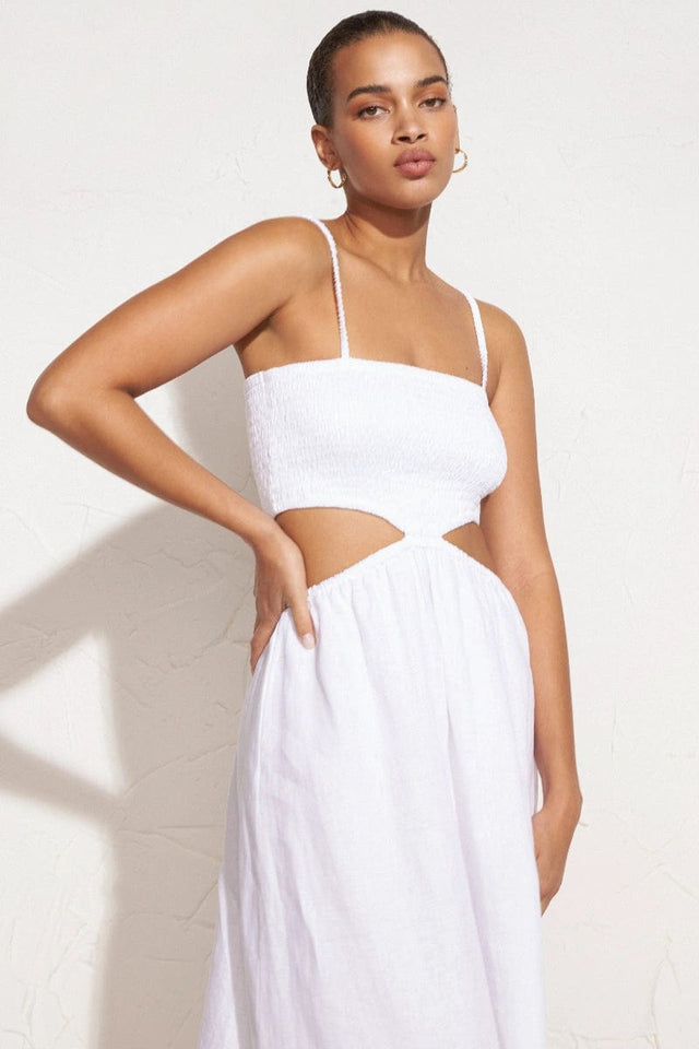 Tayari Midi Dress Plain White - Final Sale
