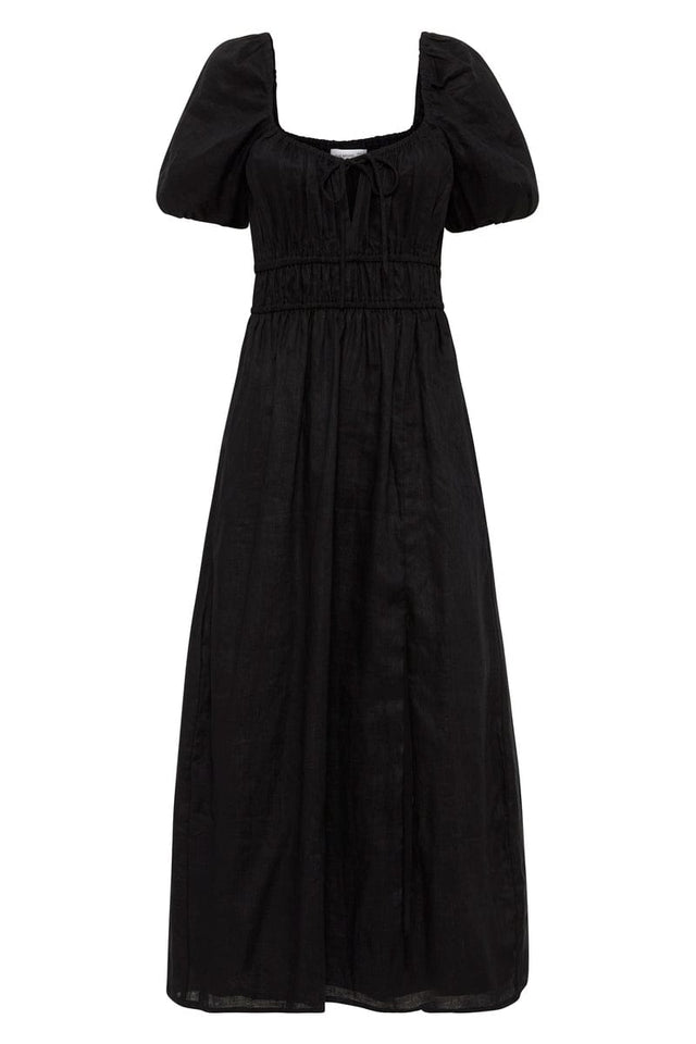 Terina Midi Dress Plain Black IL MEDITERRANEO Midi Dress