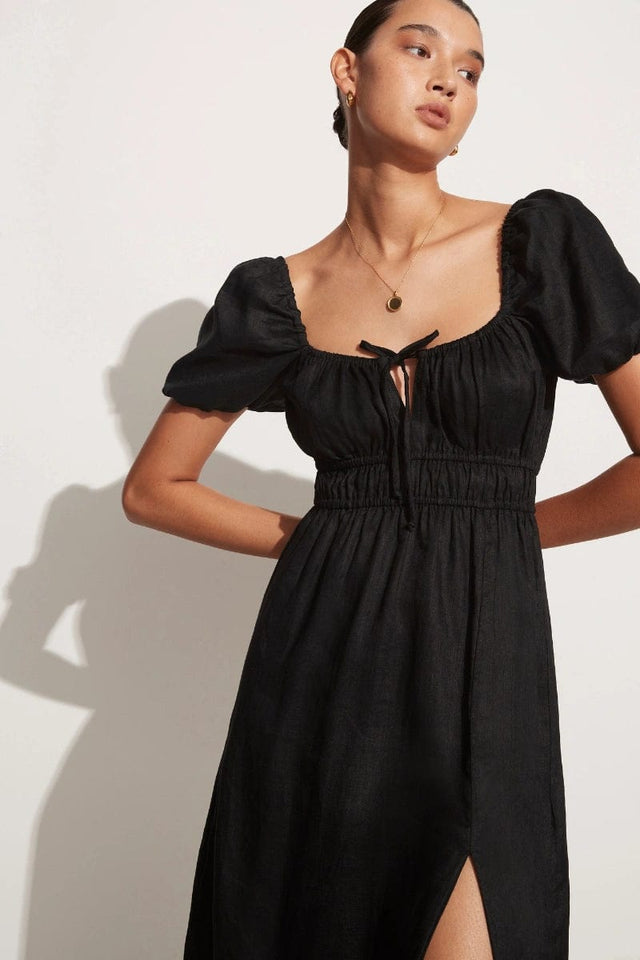 Terina Midi Dress Plain Black - Final Sale