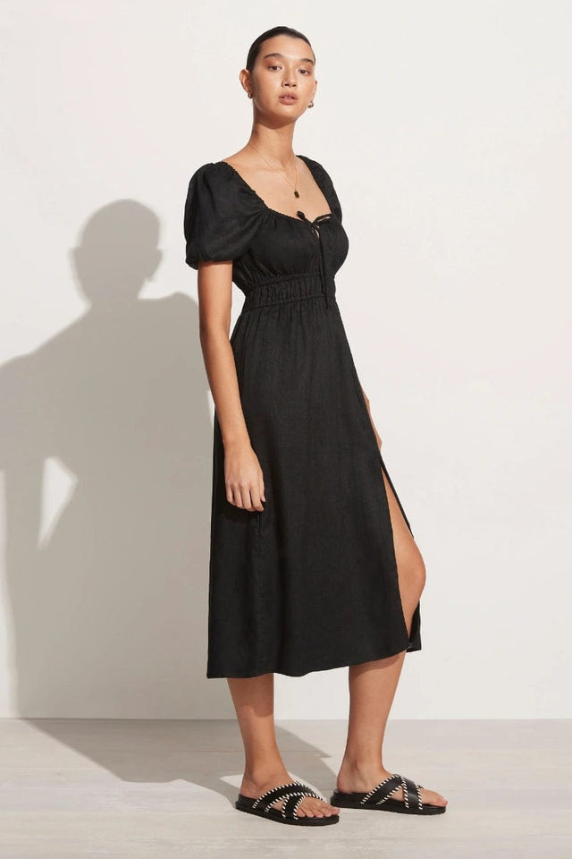 Terina Midi Dress Plain Black - Final Sale