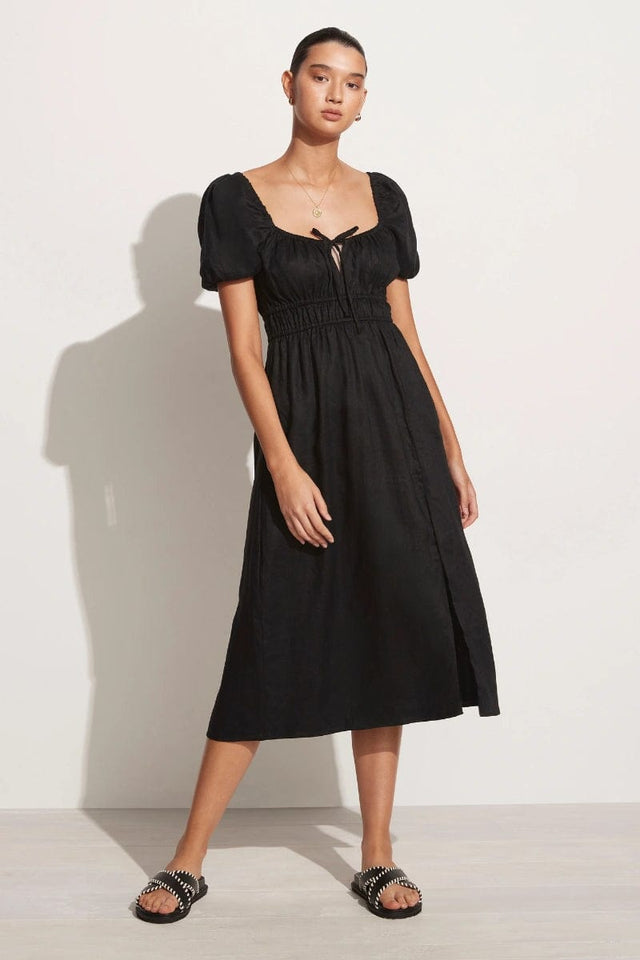 Terina Midi Dress Plain Black - Final Sale