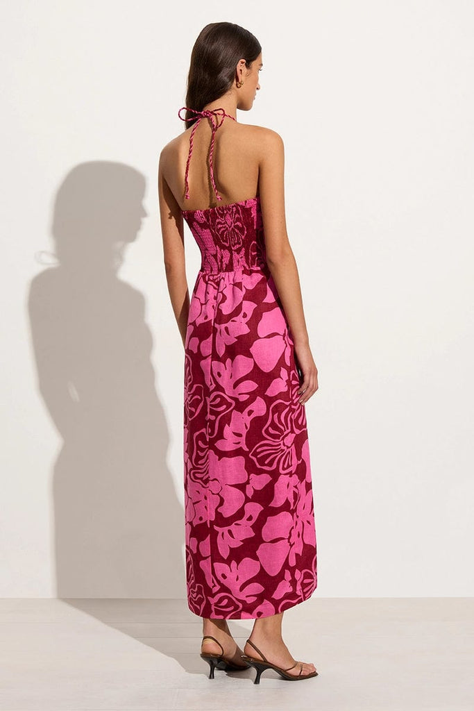 Tortugas Midi Dress Mica Floral Pink - Faithfull the Brand AU