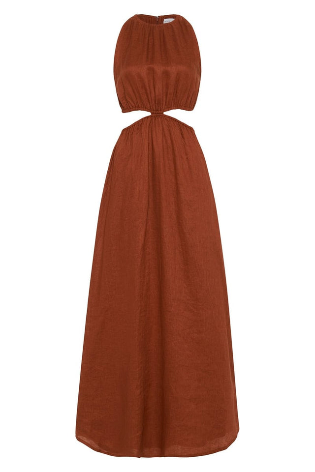 Trapani Midi Dress Plain Spice IL MEDITERRANEO Midi Dress