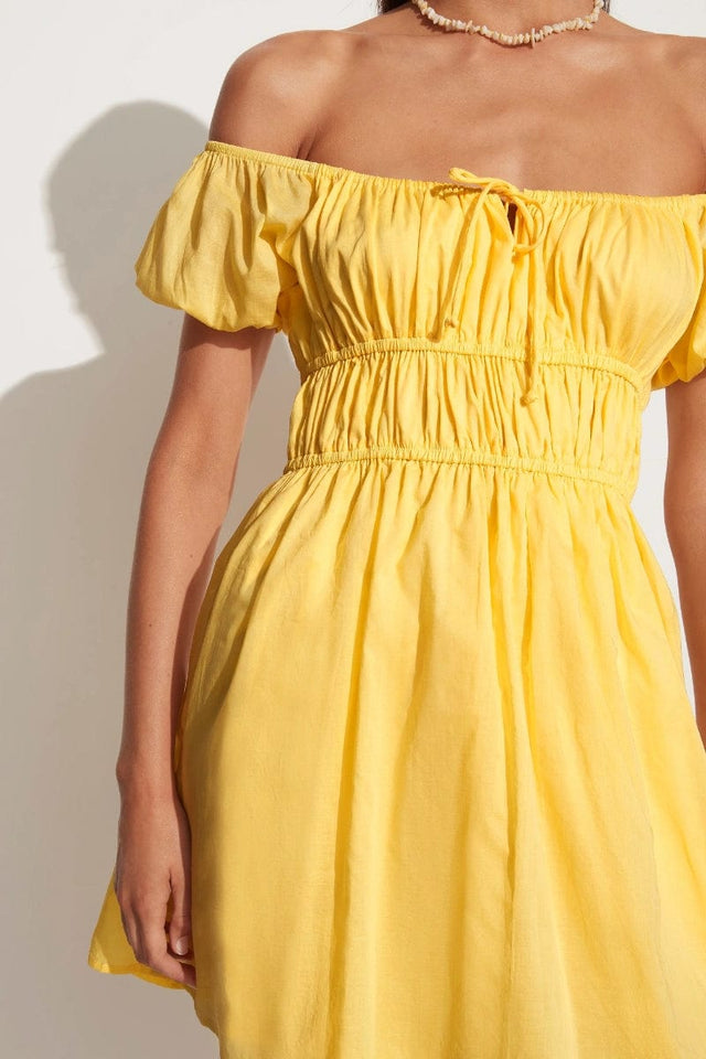 Viola Mini Dress Plain Lemon - Final Sale